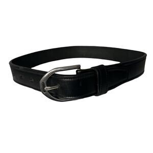 Tory Womens Leather Belt Size XS Black Silver Buckle USA Made English Bridal